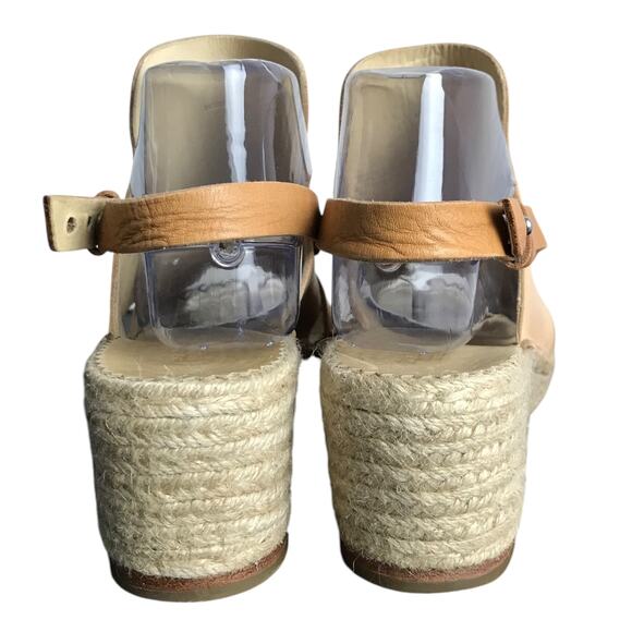 Rag & Bone Sayre II Espadrille Wedge Sandal Women Sz 40 Beige Leather 2.25" Heel - Picture 4 of 9